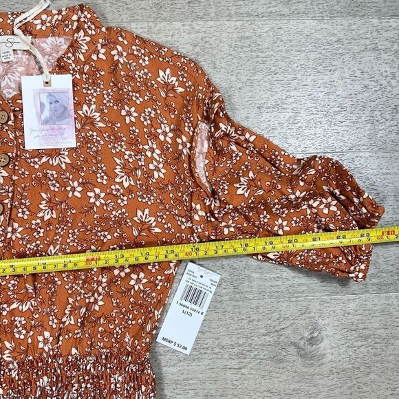 Jessica Simpson Floral Button Down Smock Waist Tunic Skirt Top, Girls L (10) - Picture 6 of 11